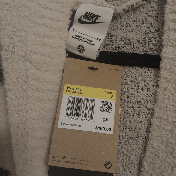 Nike Phoenix Cream and Charcoal Gray Boucle Long Cardigan Size Small - Picture 7 of 9